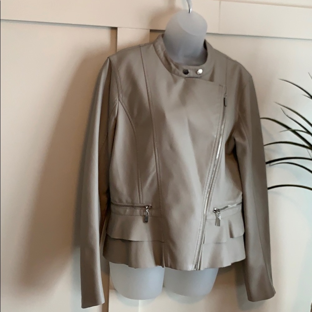 Cream Leather Jacket